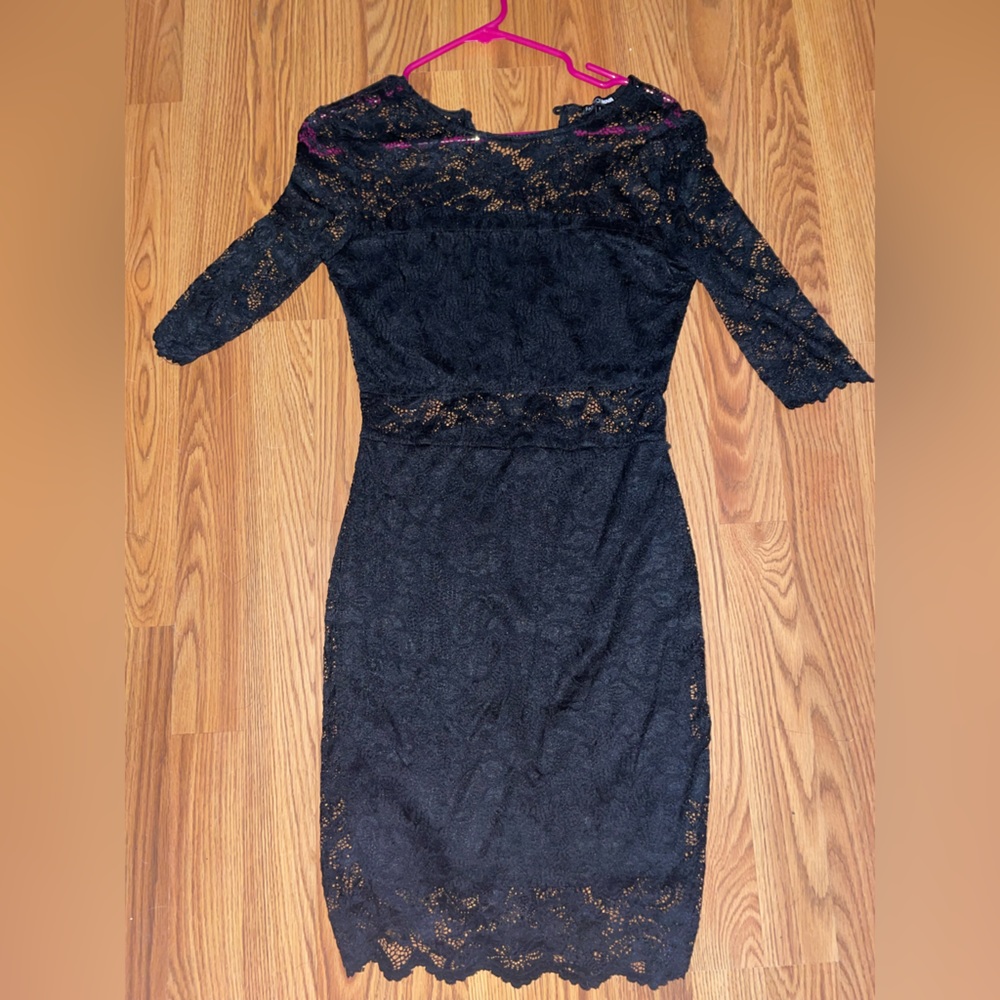 Black lace midi dress